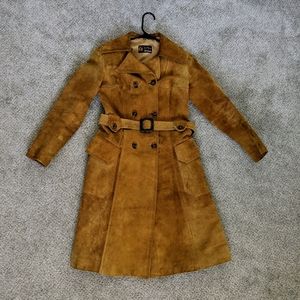 Vintage El Corte Ingles suede trench coat caramel